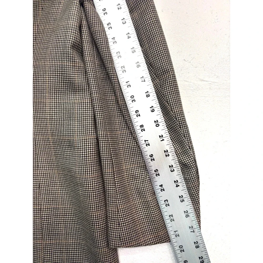 Hickey Freeman 48L Beige Houndstooth Windowpane Madison Blazer Jacket Sport Coat